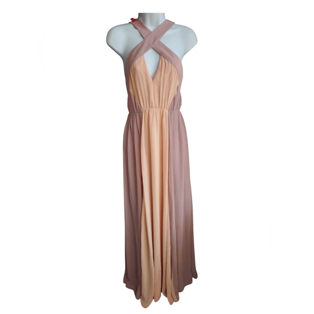 Aakaa Colorblock Cutout Maxi Dress Pink and  Light Purple Size M